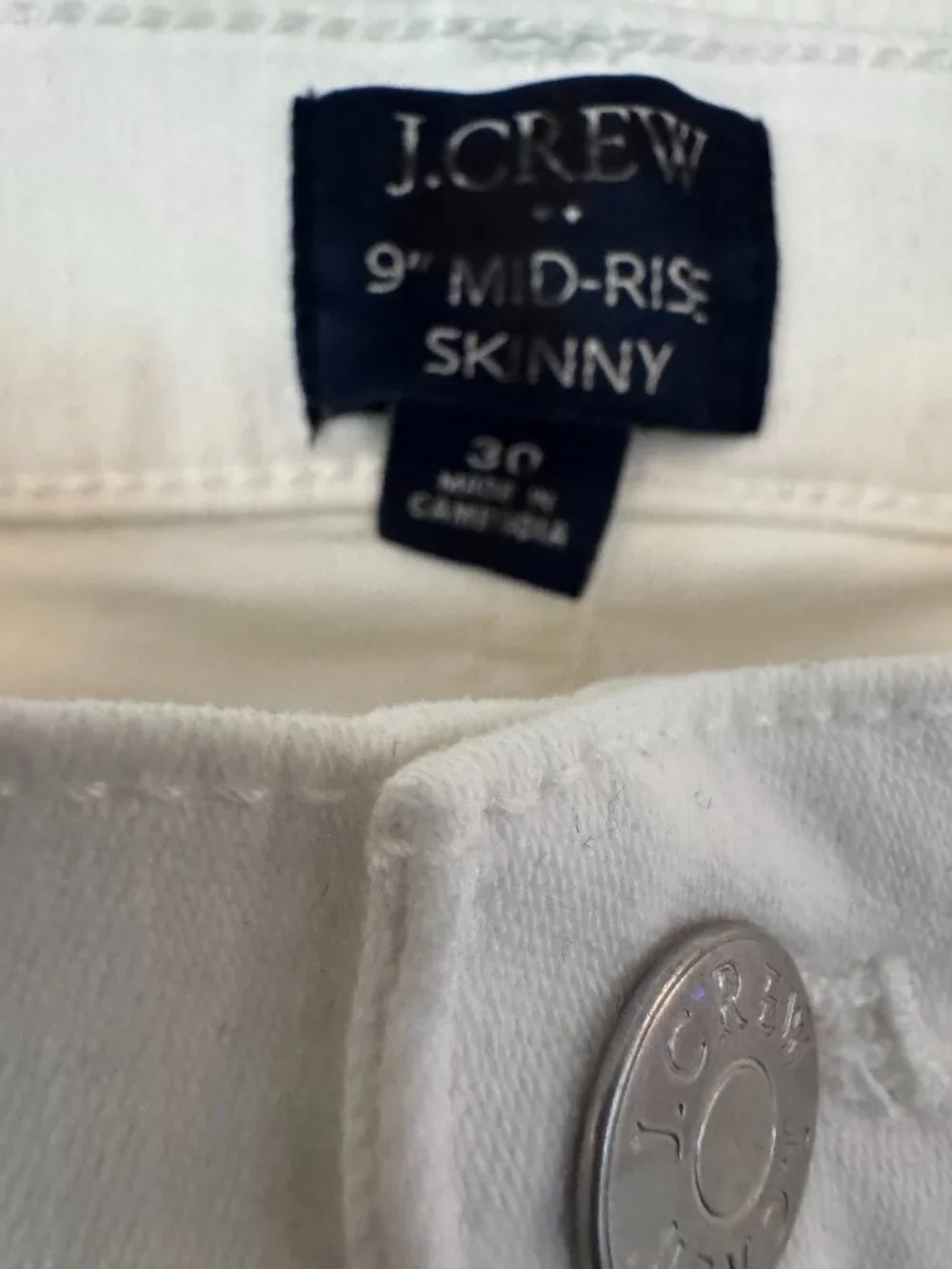 J.Crew NWT High Rise Straight Leg Jeans Off-White / Cream - Size 28